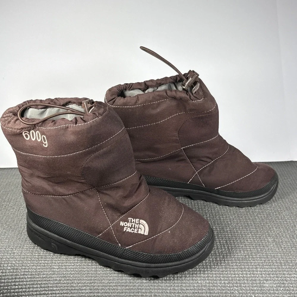 The North Face Nuptse Après Booties Girls Size 5 Brown 600g Insulation Outdoor